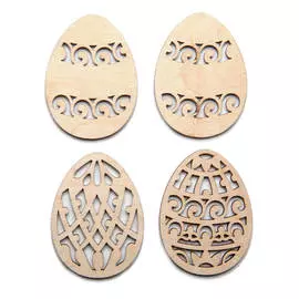 Набор заготовок для декорирования мини "Пасхальные яйца резные Вид 2" 4х5 см, 4 шт