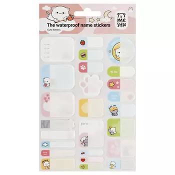 Наклейки бумажные для маркировки MESHU "Cute kittens", 11,5*20 см, пакет европодвес