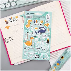 Наклейки бумажные MESHU "Dinosaurs", 12*21см, 36 наклеек