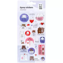 Наклейки гелевые MESHU "Beary beary", 10*22см, 28 наклеек