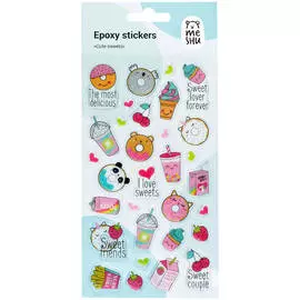 Наклейки гелевые MESHU "Cute sweets", 10*22 см, 31 наклейка, инд. уп., европодвес