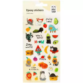 Наклейки гелевые MESHU "Jucy cats", 10*22см, 36 наклеек