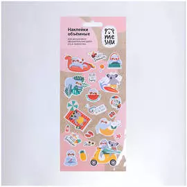 Наклейки объемные MESHU "Sloth style", 10*24см, 21 наклейка