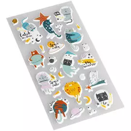 Наклейки объемные MESHU "Space cats", 10*24см, 26 наклеек