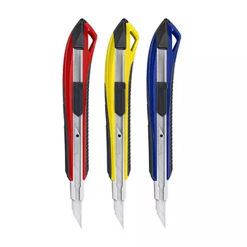 Нож канцелярский Berlingo "Razzor 300" 9 мм, auto-lock, металл. направл., мягкие вставки