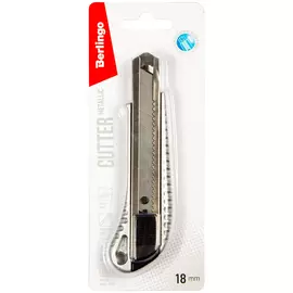 Нож концелярский Berlingo "Metallic", auto-lock 18 мм, металлический корпус