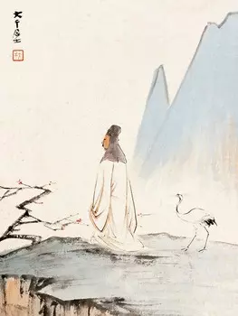 Открытка "Чжан Дацянь. Любование сливой-мэй"