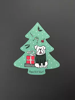 Открытка "Ёлочка. Бульдог"