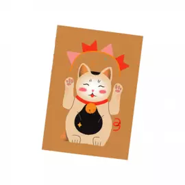 Открытка "Lucky Cat" beige