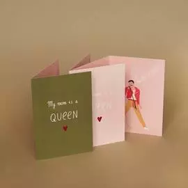 Открытка "My mom is a queen" green (раскладная)