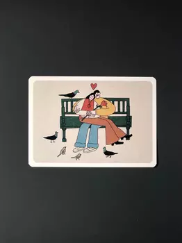 Открытка "На скамейке" Волковой