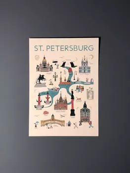 Открытка "Туристическая карта Петербурга"