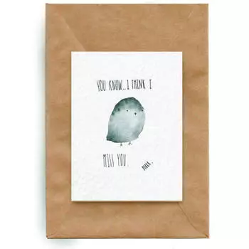 Открытка Yetti "Птичка miss you"