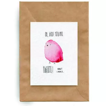 Открытка Yetti "Птичка you’re awesome"