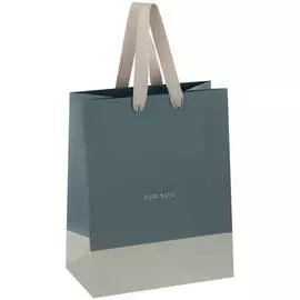 Пакет подарочный MESHU "Duotone.Dark turquoise-light grey" 18*23*10 см отд. фольгой, матовая ламинац