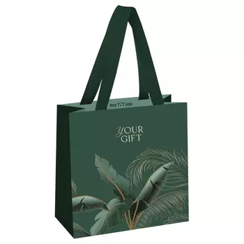 Пакет подарочный MESHU "Мир тропиков" 20*20*10 см, отд. фольгой, матовая ламинация