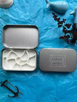 Палетка для красок "Ракушка" 9х6 см, цвет серебро, пластик белый