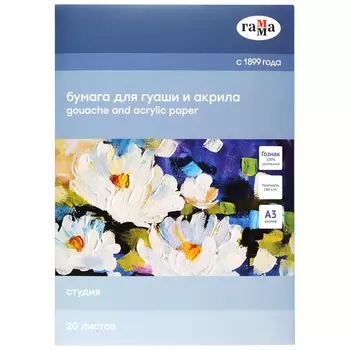 Папка для гуаши и акрила Гамма "Студия" А3 20 л 180 г
