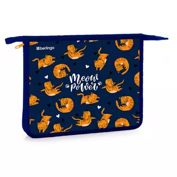 Папка для тетрадей 1 отделение Berlingo "Meow power" 240*205*40 мм, пластик, на молнии