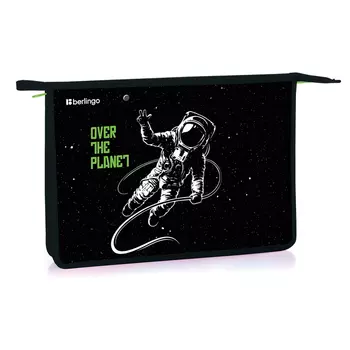 Папка для тетрадей 1 отделение Berlingo "Over the planet", 340*245*40 мм, пластик, на молнии