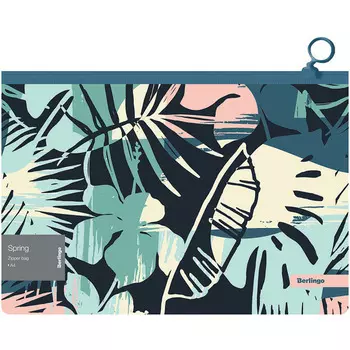 Папка-конверт на молнии Berlingo "Spring" A4 180 мкм, с рисунком