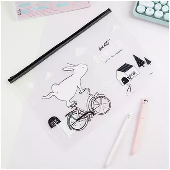 Папка-конверт на молнии MeShu "Best summer", А4, 150 мкм, прозрачная с рисунком