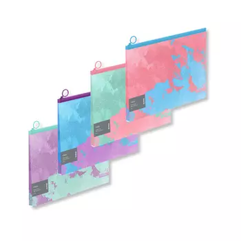 Папка-конверт на молнии с расширением Berlingo "Haze" А4, 180мкм, голубая/сиреневая, с рисунком, с э