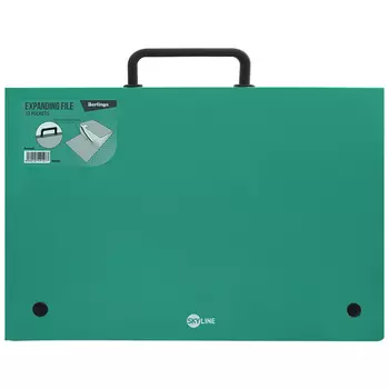 Папка-портфель 13 отделений Berlingo "Skyline" А4, 328*285 мм, 700 мкм, зеленая