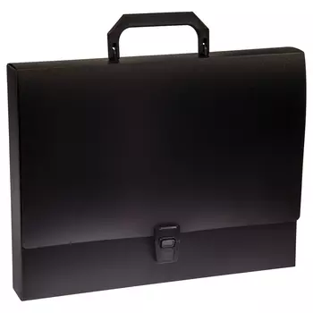 Папка-портфель 1 отделение СТАММ А4, 600 мкм, на замке, пластик, черный