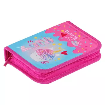 Пенал 1 отделение Berlingo "Unicorn party" 200*140*40 мм, дополнительная откидная секция, полиэстер