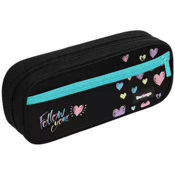 Пенал мягкий 1 отделение, 1 карман Berlingo "Follow your heart" 220*95*50 мм, полиэстер, откидная пл