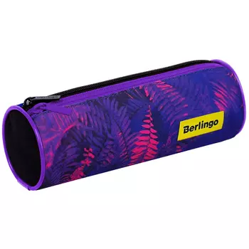 Пенал-тубус 2 отделения Berlingo "Flora neon" 210*70 мм, полиэстер