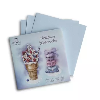 Планшет для акварели Лилия Холдинг "Кондитерская" 200х200 мм 20 л 300 г, 100% хлопок, голубой