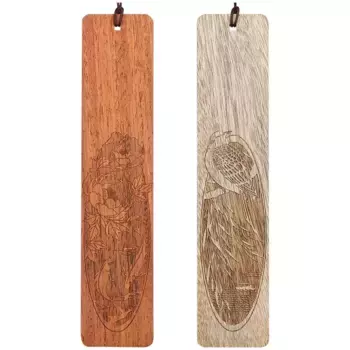 Подарочный набор закладок для книг "Иволга и рыбы" (палисандр, дерево наньму)