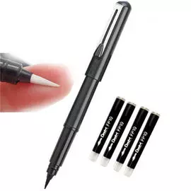 Ручка-кисть для каллиграфии Pentel "Brush Pen" цвет черный, в комплекте 4 картриджа