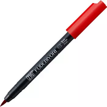 Ручка на водной основе, перо кисть ZIG Kuretake Fudebiyori Карминовый красный