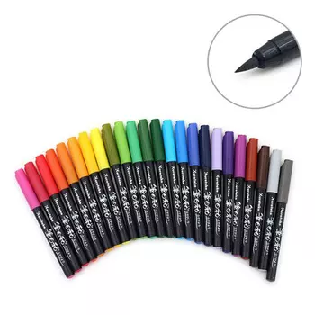 Ручка на водной основе, перо кисть ZIG Kuretake Fudebiyori Синий кобальтовый