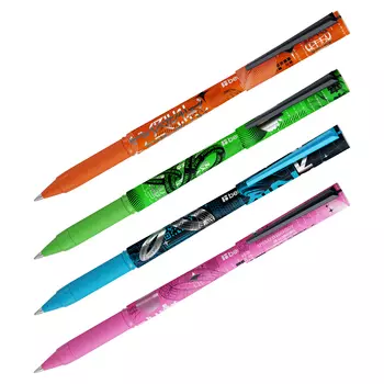 Ручка шариковая Berlingo "Future Tech" синяя, 0,7 мм, грип, рисунок на корпусе, ассорти