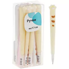 Ручка шариковая MESHU "Cute Paws" 0,7 мм, синяя, софтач ассорти