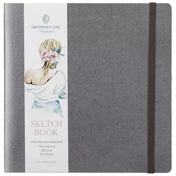 Скетчбук для акварели Greenwich Line 190*190 мм 20 л 200 г, серебряный