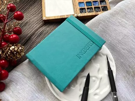 Скетчбук для акварели Inkberry 7х10 см 230 г, 50% хлопка, аквамарин
