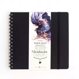 Скетчбук для акварели "White Swan", Fin, 200 г/м2, 21х21 см, 30 л, черный