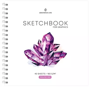 Скетчбук для графики и эскизов Greenwich Line "Crystal. Amethyst Stone" 190*190 мм 40 л 160 г