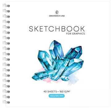 Скетчбук для графики и эскизов Greenwich Line "Crystal. Arctic Stone" 190*190 мм 40 л 160 г