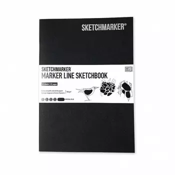 Скетчбук для маркеров Sketchmarker "MARKER LINE" 14,8х21 см 16 л 160 г мягкая обложка, черный