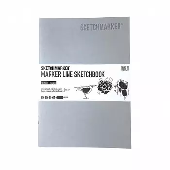 Скетчбук для маркеров Sketchmarker "MARKER LINE" 14,8х21 см 16 л 160 г мягкая обложка, серебро