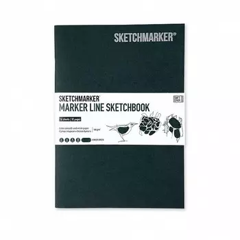 Скетчбук для маркеров Sketchmarker "MARKER LINE" 14,8х21 см 16 л 160 г мягкая обложка, темно-зеленый