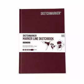 Скетчбук для маркеров Sketchmarker "MARKER LINE" 14,8х21 см 44 л 160 г твердая обл, винный