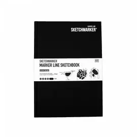 Скетчбук для маркеров Sketchmarker "MARKER LINE" 17,6х25 см 44 л 160 г твердая обложка, черный