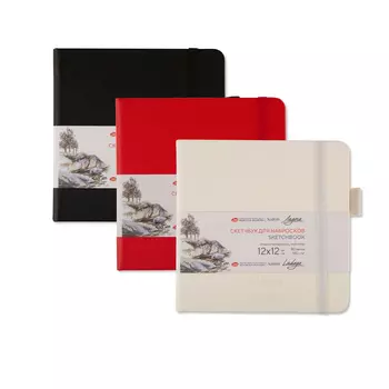 Скетчбук для набросков "Ладога" 12х12 см 140 г 80 л, бумага слоновая кость, тв. обл. с резинкой